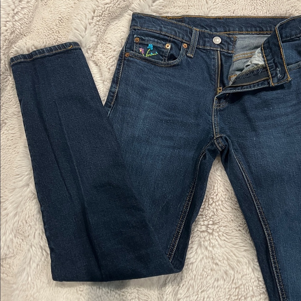 Levi's 531 Dark Blue Jeans 29/32 custom embroidered